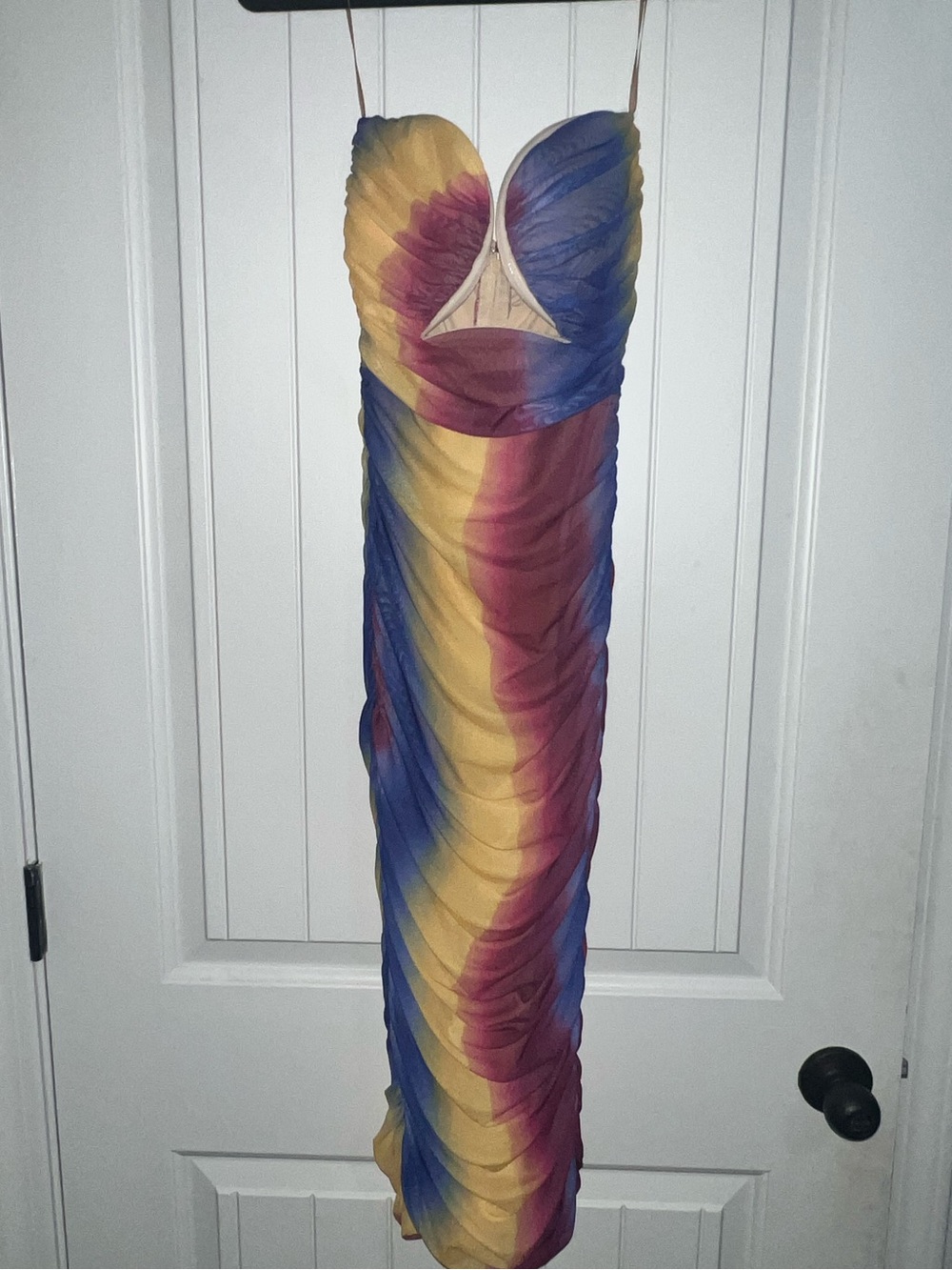 Fashion Nova Multicolor Ruched Strapless Maxi Dress